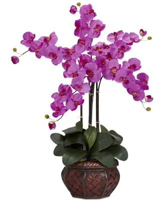 Nearly Natural Phalaenopsis Orchid Artificial Flower Arrangement in Decorative Vase