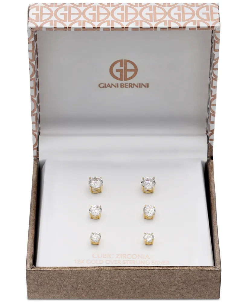 Giani Bernini Cubic Zirconia Stud Earring Set in 18k Gold over Sterling Silver or Sterling Silver, Created for Macy's