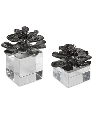 Uttermost Indian Lotus Metallic Silver Flowers, Set of 2