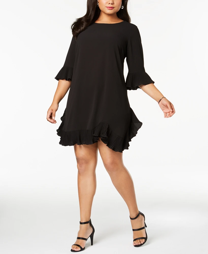 Msk Plus Pleated Ruffle Dress