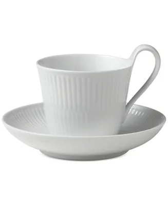 Royal Copenhagen White Fluted High Handle Cup & Saucer