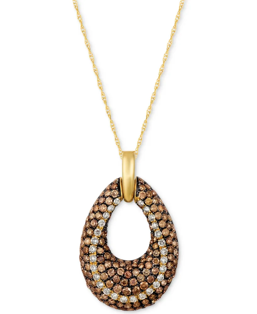 Le Vian Chocolatier Diamond Open Teardrop Pendant Necklace (1-9/10 ct. t.w.) in 14k Gold