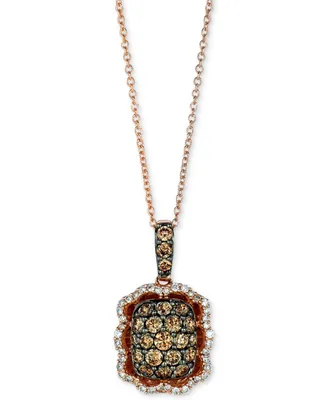 Le Vian Chocolatier Diamond Cluster 18" Pendant Necklace (7/8 ct. t.w.) in 14k Rose Gold