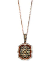 Le Vian Chocolatier Diamond Cluster 18" Pendant Necklace (7/8 ct. t.w.) in 14k Rose Gold