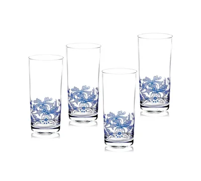 Spode Blue Italian Highball Glasses, Set of 4