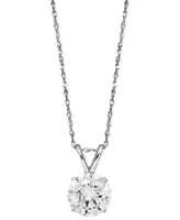 Arabella 14k White Gold Necklace, Cubic Zirconia Round Pendant (2