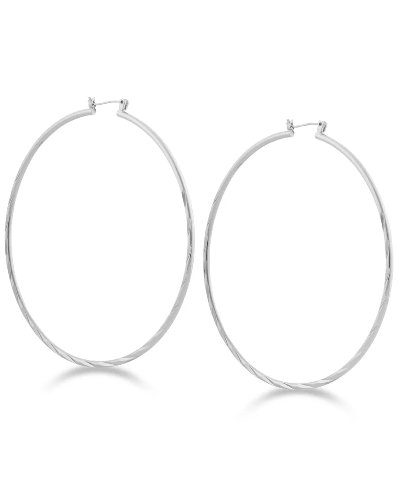 Guess 2 3/4" Textured Large Hoop Earrings