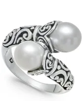 Cultured Freshwater Pearl (8-1/2mm) Scrollwork Bypass Ring in Sterling Silver