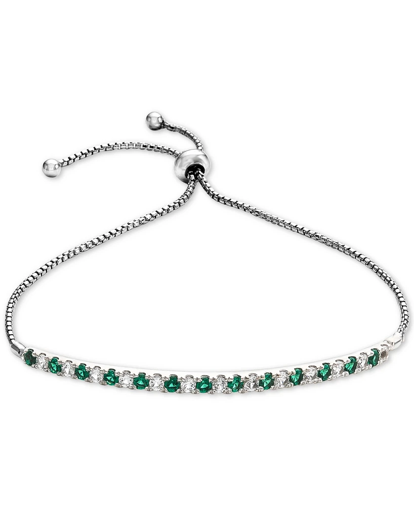 Lab-Grown Sapphire (5/8 ct. t.w) & White t.w.) Bolo Bracelet Sterling Silver (Also available Emerald, Ruby, Pink Sap