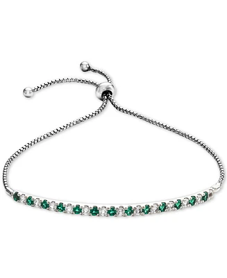 Lab-Grown Sapphire (5/8 ct. t.w) & White t.w.) Bolo Bracelet Sterling Silver (Also available Emerald, Ruby, Pink Sap