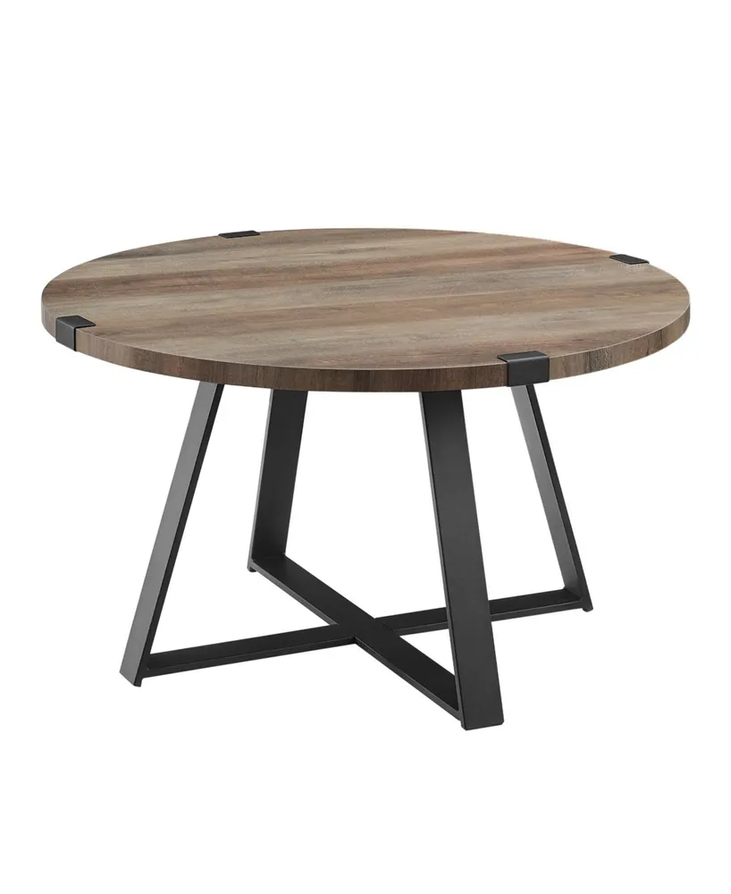 30" Metal Wrap Round Coffee Table - Grey Wash/Black