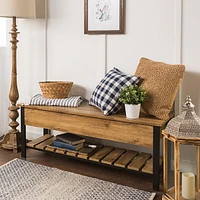 48" Open-Top Storage Bench with Shoe Shelf - White Oak