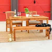 Outdoor Classic Contemporary Acacia Wood Simple Patio -Piece Dining Set
