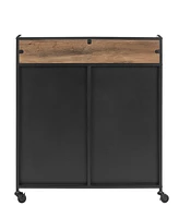 33" Industrial Bar Cabinet w/ Mesh - Rustic Oak