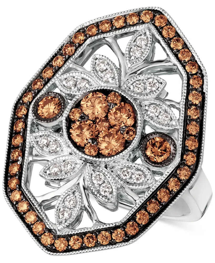 Le Vian Chocolatier Chocolate Deco Diamond Statement Ring (1-1/8 ct. t.w.) in 14k White Gold