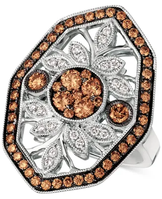 Le Vian Chocolatier Chocolate Deco Diamond Statement Ring (1-1/8 ct. t.w.) in 14k White Gold
