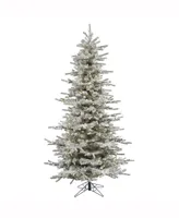 Vickerman 7.5' Flocked Sierra Fir Slim Artificial Christmas Tree with 700 Warm White Led Lights