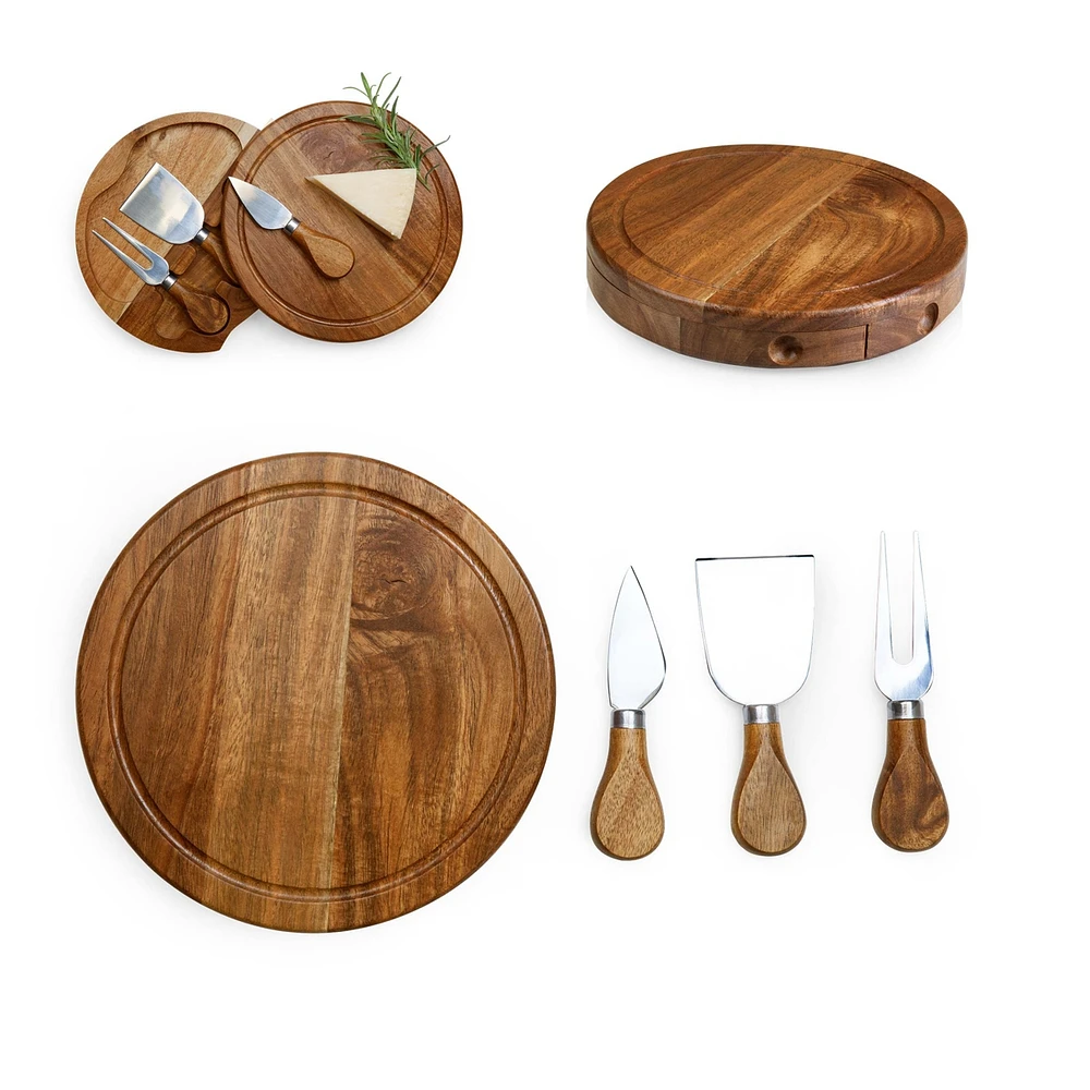 Toscana by Picnic Time Acacia Brie Cheese Cutting Board & Tools Set