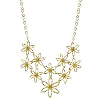 2028 Gold-Tone Flower Bib Necklace 16" Adjustable