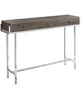 Monarch Specialties Chrome Metal 48"L Accent Table in Dark Taupe