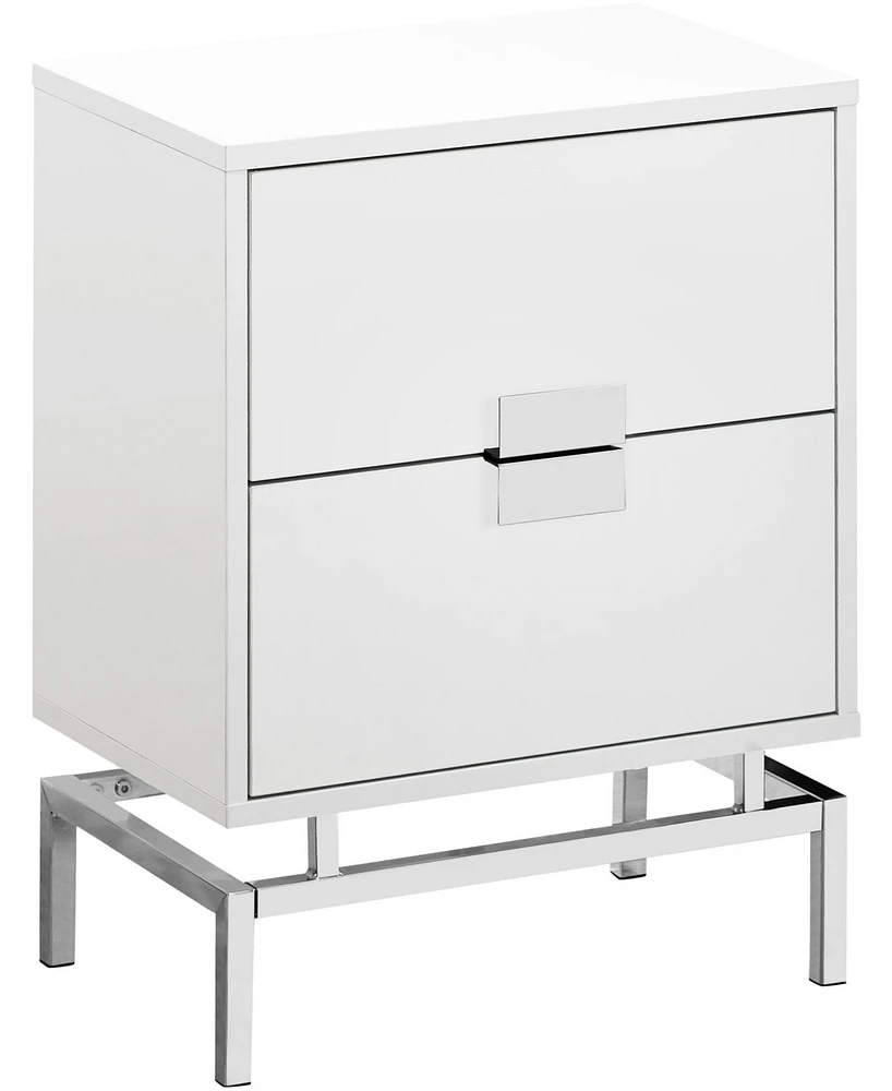 Monarch Specialties Chrome Metal 24" Accent Table in Glossy White