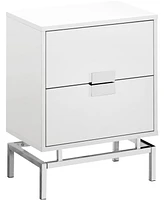 Monarch Specialties Chrome Metal 24" Accent Table in Glossy White