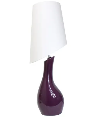 Elegant Designs Curved Purple Ceramic Table Lamp with Asymmetrical White Shade