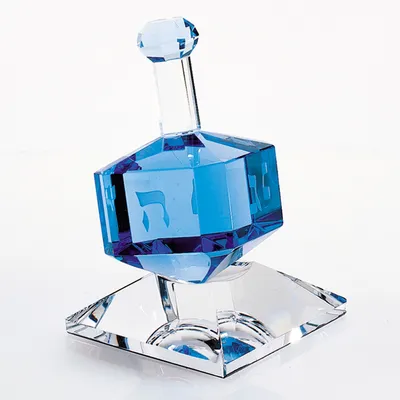 Badash Crystal Cobalt Crystal Dreidel Art Glass Sculpture