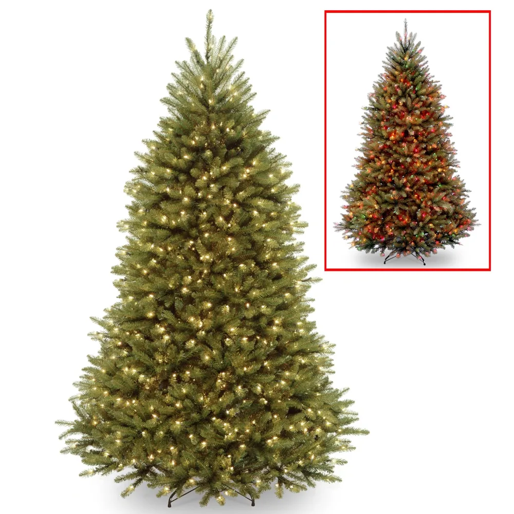 National Tree 7 .5' Dunhill Fir Hinged Tree with 700 Dual Color(R) Led Lights + PowerConnect System-9 Functions