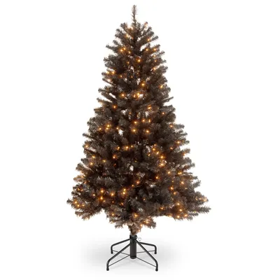 National Tree 4 .5" North Valley Black Spruce Hinged Tree with 200 Clear Lights
