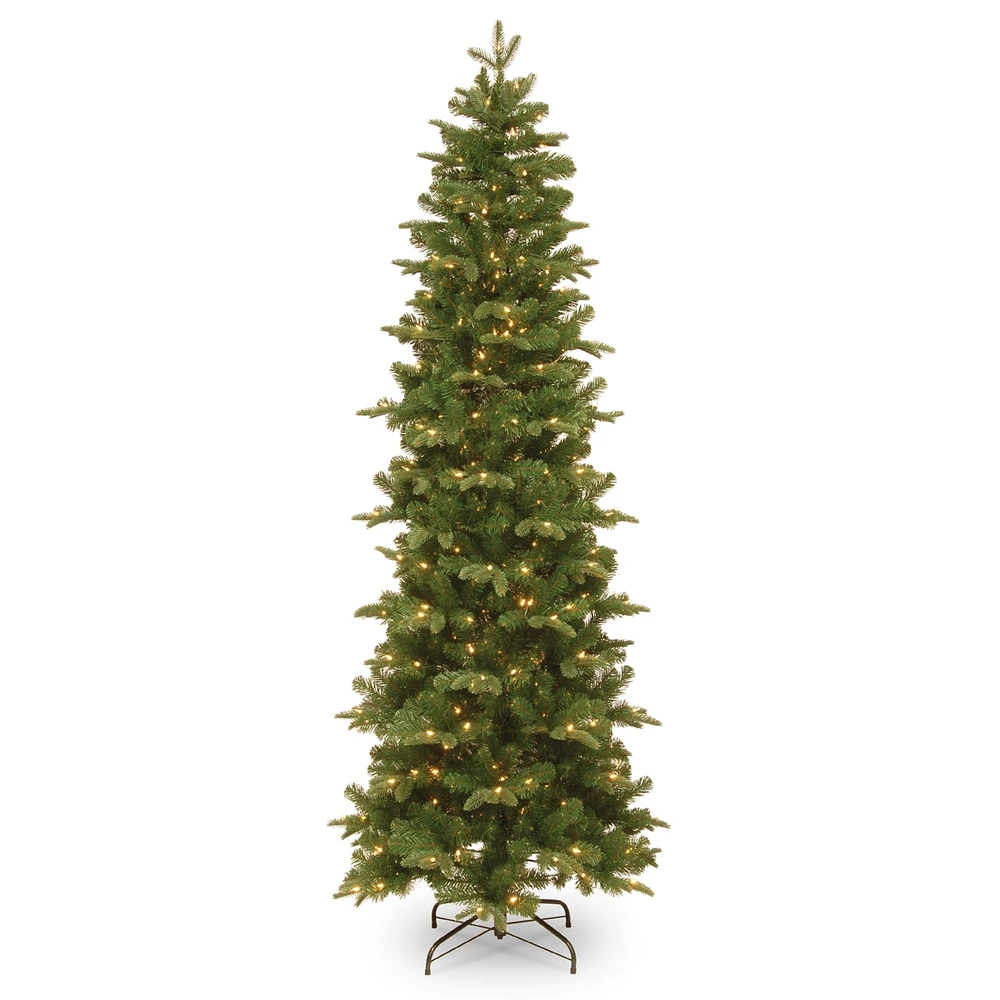 National Tree Company 6.5' Feel Real Prescott Pencil Slim Hinged Tree with 300 Clear Lights