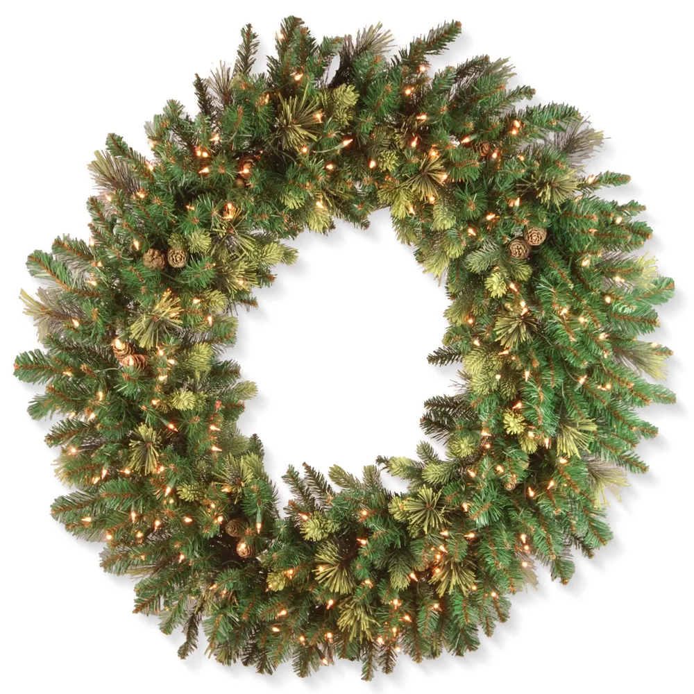 National Tree Company 48" Carolina Pine Wreath with 200 Clear Lights