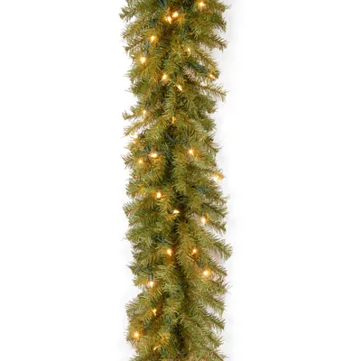 National Tree Company 9' x 12" Norwood Fir Garland with 100 Clear Lights