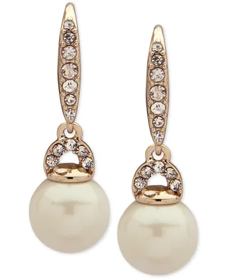 Lauren Ralph Lauren Gold-Tone Pave & Imitation Pearl Drop Earrings