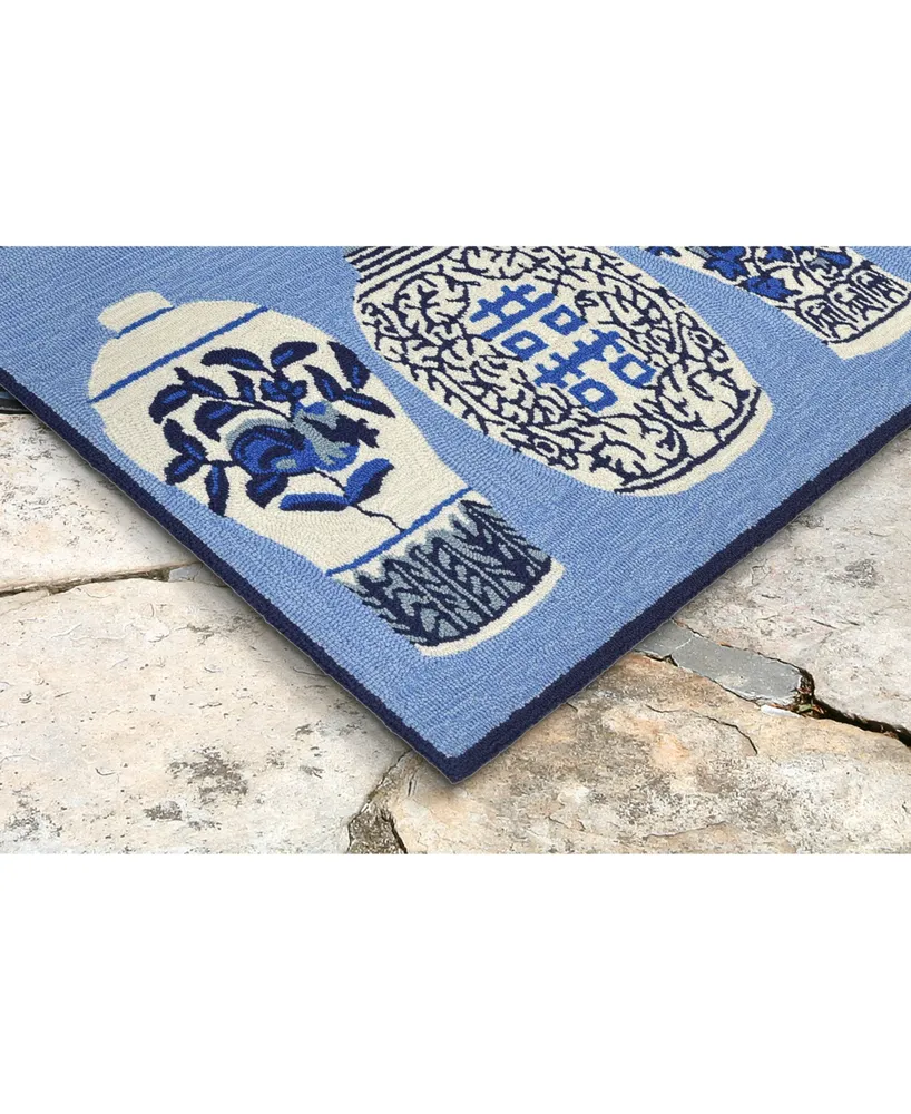 Liora Manne Front Porch Indoor/Outdoor Ginger Jars Blue 2'6" x 4' Area Rug