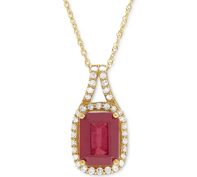 Ruby (2-1/3 ct. t.w.) and Diamond (1/5 ct. t.w.) 18" Pendant Necklace in 14k Gold
