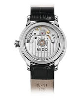 Mido Women's Swiss Automatic Baroncelli Ii Diamond-Accent Black Synthetic Leather Strap Watch 27.9mm