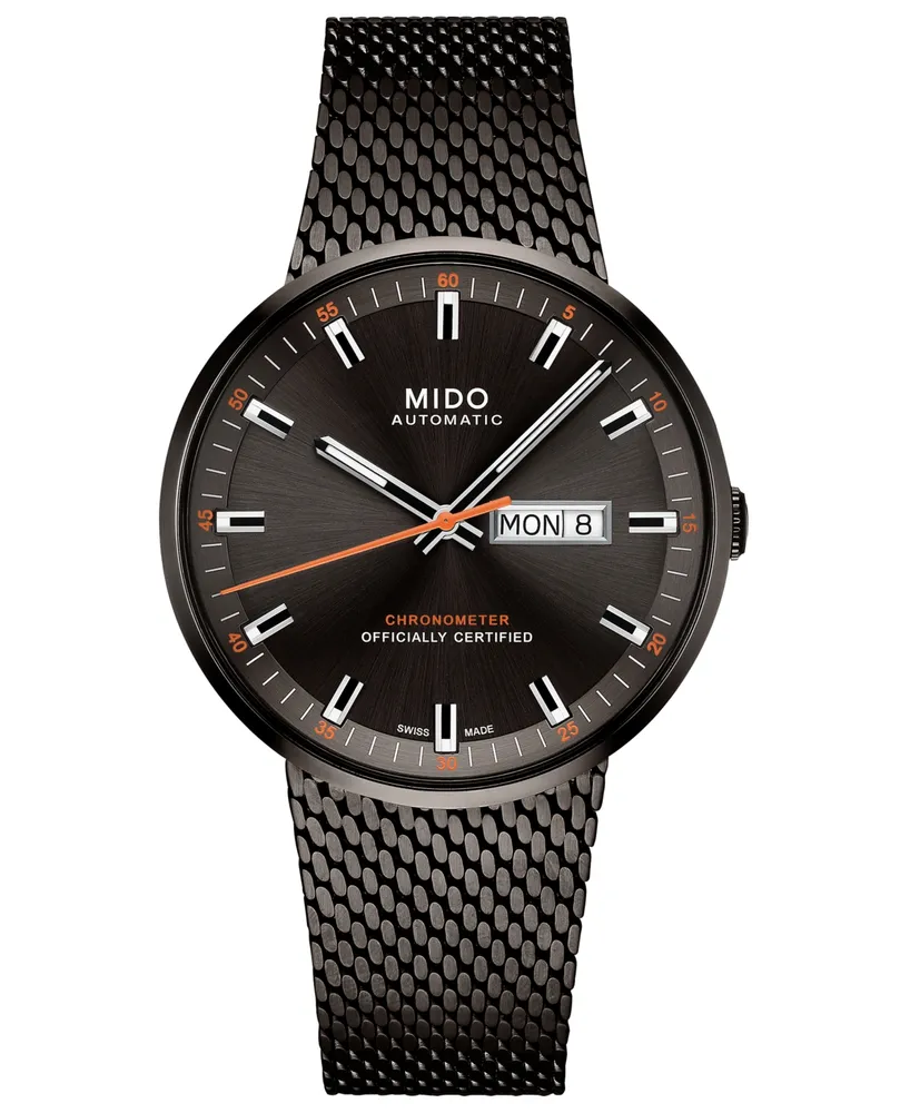 Mido Men's Swiss Automatic Commander Ii Cosc Black Pvd Stainless Steel Bracelet Watch 42mm