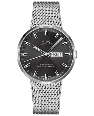 Mido Men's Swiss Automatic Commander Ii Cosc Stainless Steel Mesh Bracelet Watch 42mm