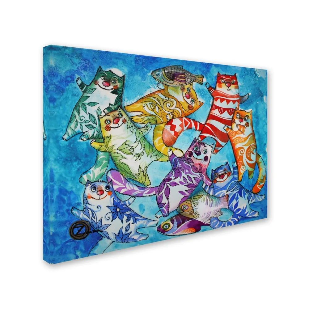 Oxana Ziaka 'Cats And Fish' Canvas Art