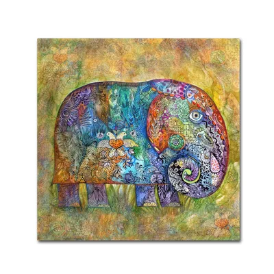 Oxana Ziaka 'Runes Elephant' Canvas Art - 35" x 35" x 2"