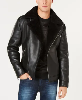 Guess Men's Asymmetrical Faux Leather Moto Jacket, Created for Macy's