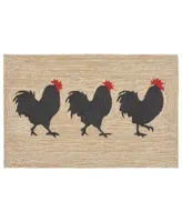 Liora Manne Front Porch Indoor Outdoor Roosters Neutral Area Rugs