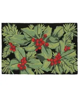 Liora Manne Front Porch Indoor/Outdoor Hollyberries Black 2' x 3' Area Rug