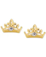 Disney Children's Princess Crown Stud Earrings in 14k Gold