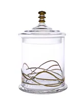 Classic Touch Vivid Glass Canister Jar With Lid - 14K Gold Swirl Design