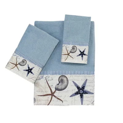 Avanti Antigua Starfish & Seashells Cotton Fingertip Towel, 11" x 18"