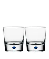 Orrefors Intermezzo Blue Whiskey, Set of 2