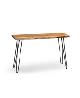 Alaterre Furniture Hairpin Natural Live Edge Wood with Metal 48" Media Console Table