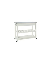 Stainless Steel Top Kitchen Cart Island With Optional Stool Storage